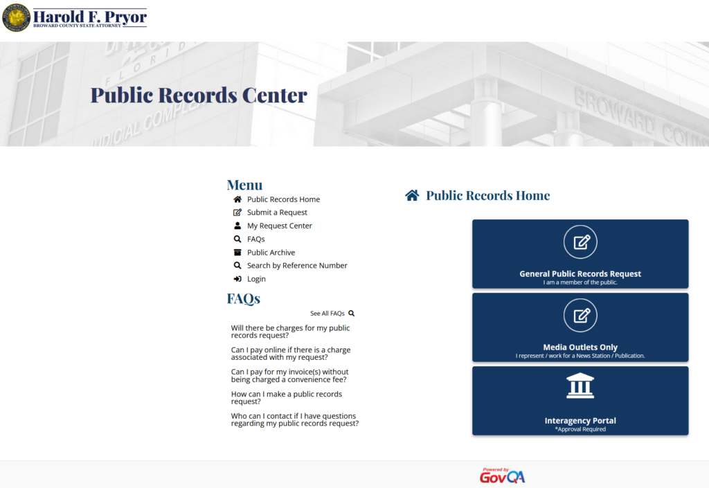 Picture of public records request online portal