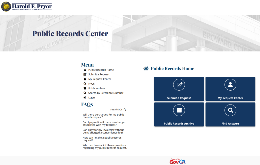 Picture of public records request online portal