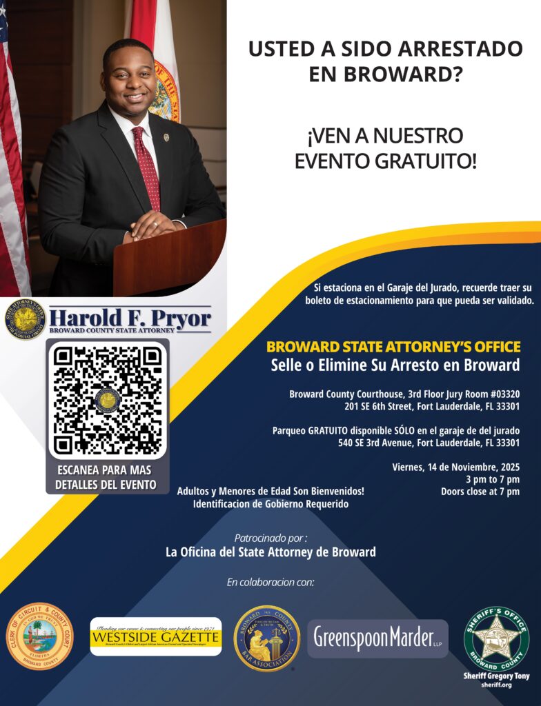 SealExpunge_BCJC_111425_V3_Spanish_600dpi Sealing and expungement workshop Friday Nov. 14, 3 to 7 p.m. in the Broward County Courthouse.